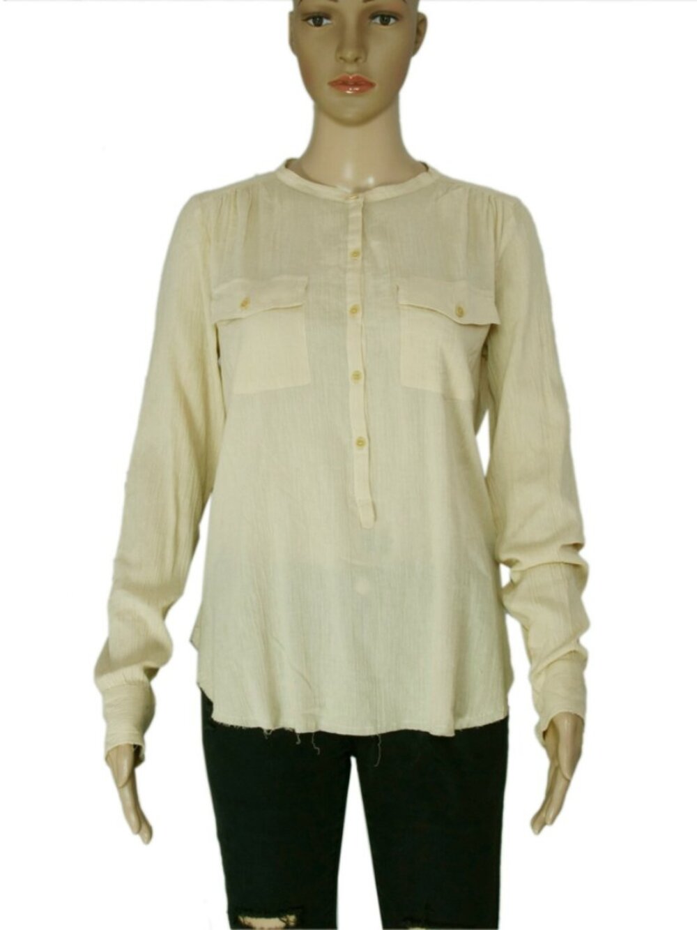 Zadig And Voltaire Tacko Cream Button Long Sleeve Pocket Top M